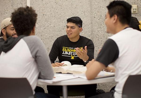 Students at library