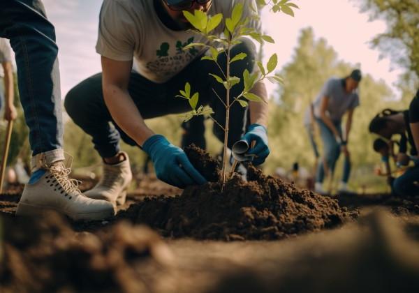 Person planting vegetables in garden