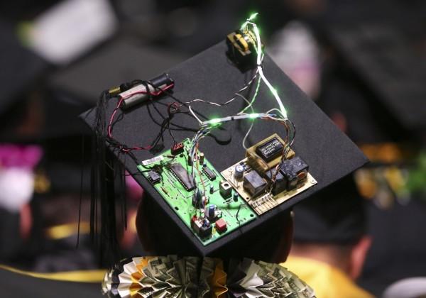 electronics on graduates cap